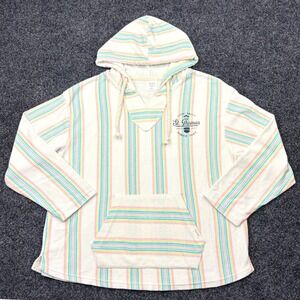 Bloom + Pop Womens Size XL St Thomas USVI Pastel Stripe Baja Hoodie Sweatshirt